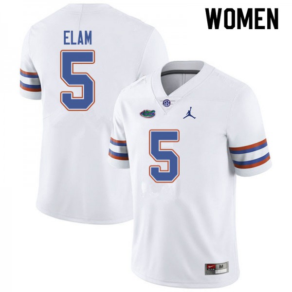Jordan Brand Women #5 Kaiir Elam Florida Gators College Football Jerseys White